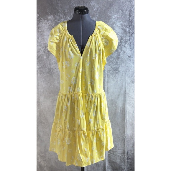 NWT’s Banana Republic Umbrella Yellow Floral Mini Dress Size Small Tall - Picture 1 of 5
